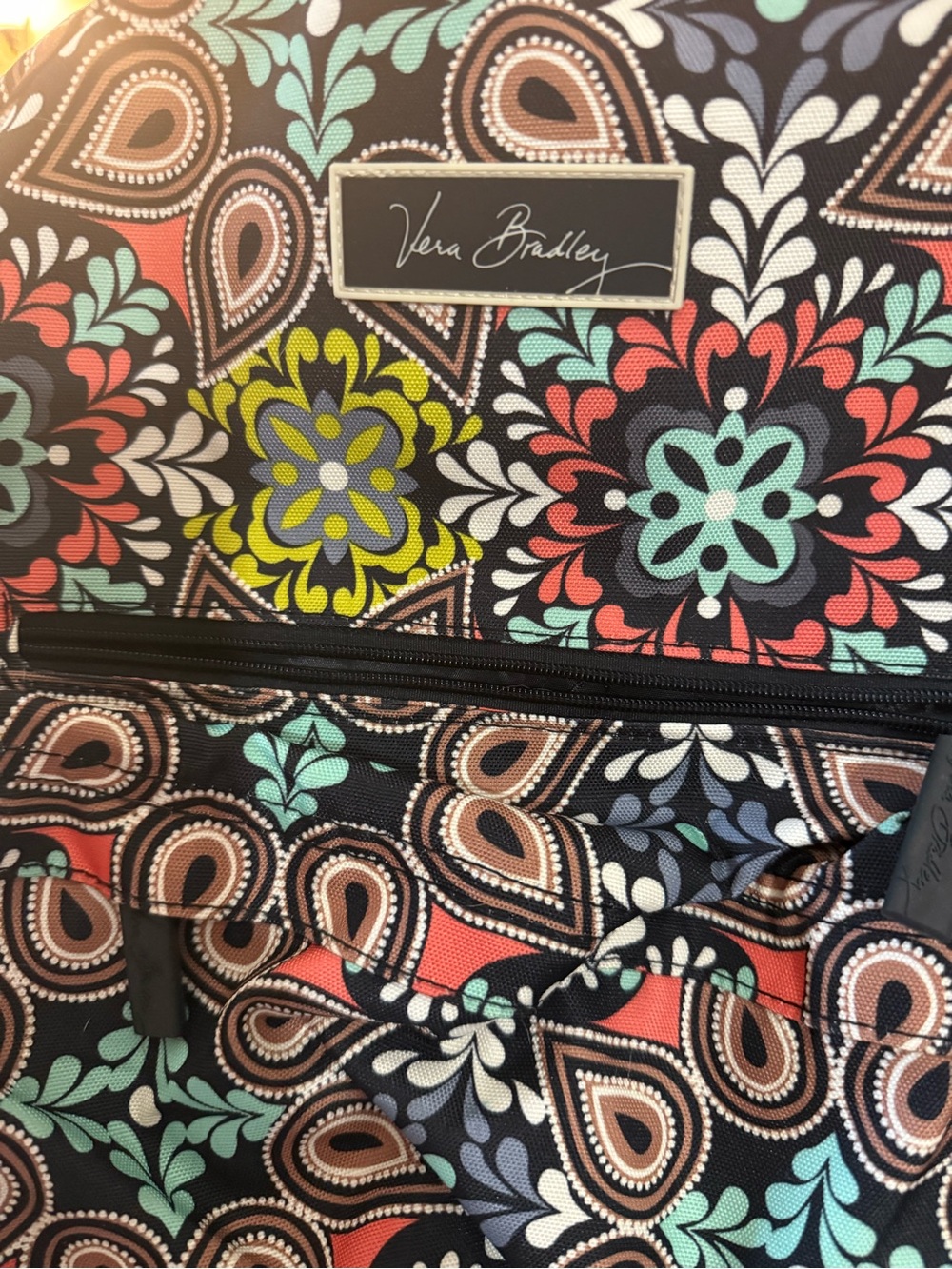 Vera Bradley Multicolor Floral Paisley Backpack in Black, Coral, Aqua & Lime